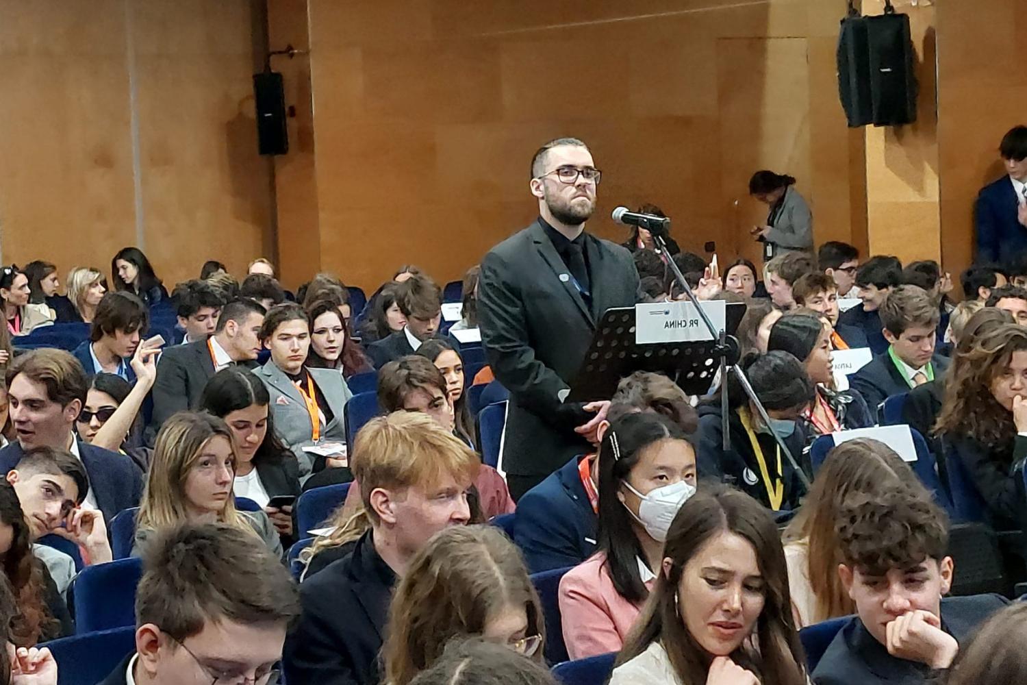 Alex Papiez '24 at the BIMUN Model UN Conference in Spain.